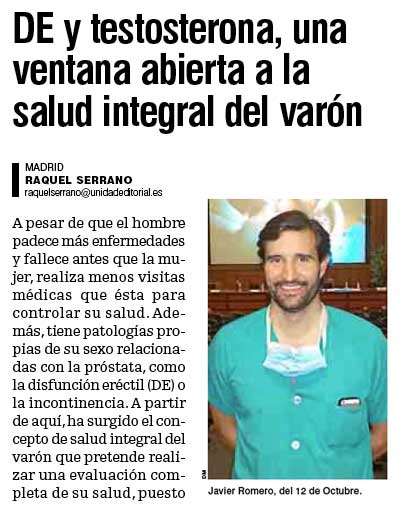 entrevista sobre DE y testosterona a Dr Romero
