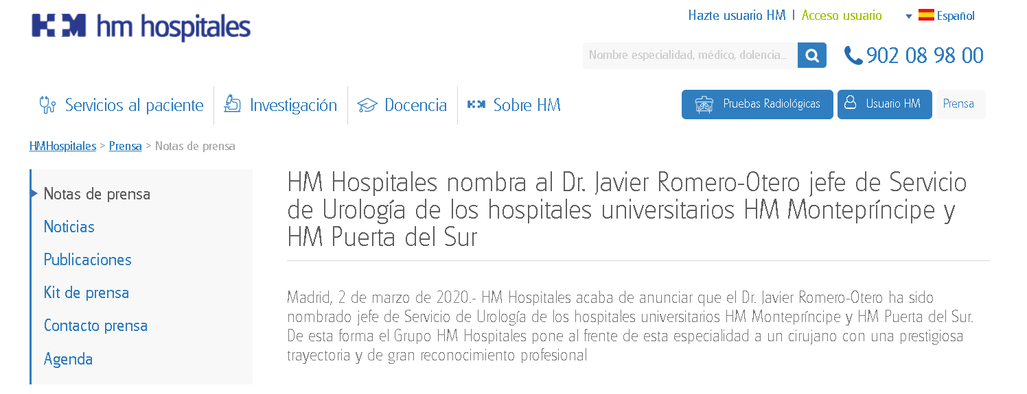 JEFE DE SERVICIO DE UROLOGÍA