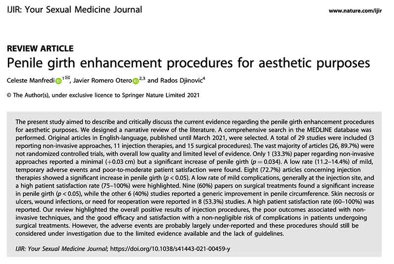 estudio sobre procedimientos de mejora estética del pene